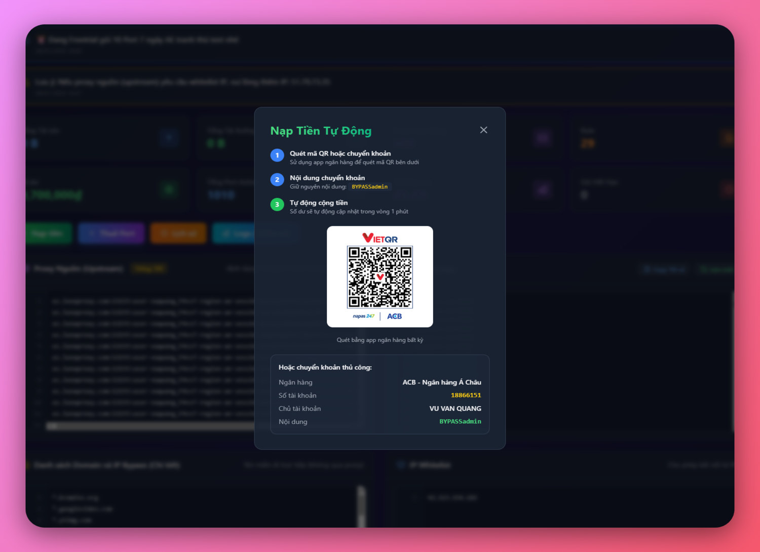 Nạp tiền tự động tiện lợi